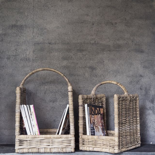 Rotan hout-lectuurmand 2-delige set